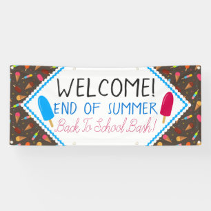 End of Summer Ice Pop and Ice Cream Pattern Party Banner