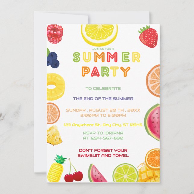End of Summer Party Invitation (Front)