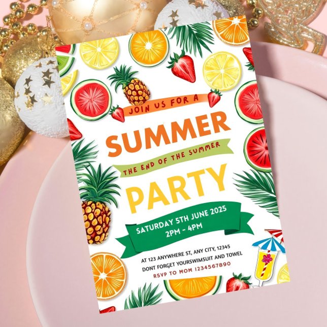 End of Summer Party Invitation Summer Party Pool  (Creator Uploaded)