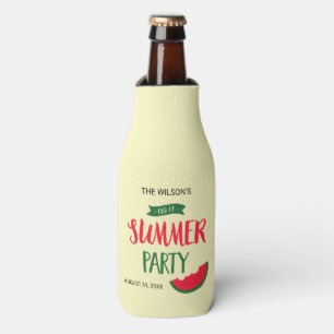 End of Summer Party Red Green Watermelon Bottle Cooler