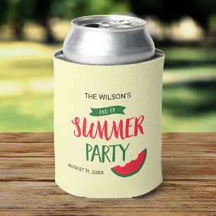End of Summer Party Red Green Watermelon Can Cooler