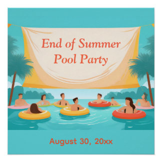 End of Summer Pool Party Custom Invitation Poster