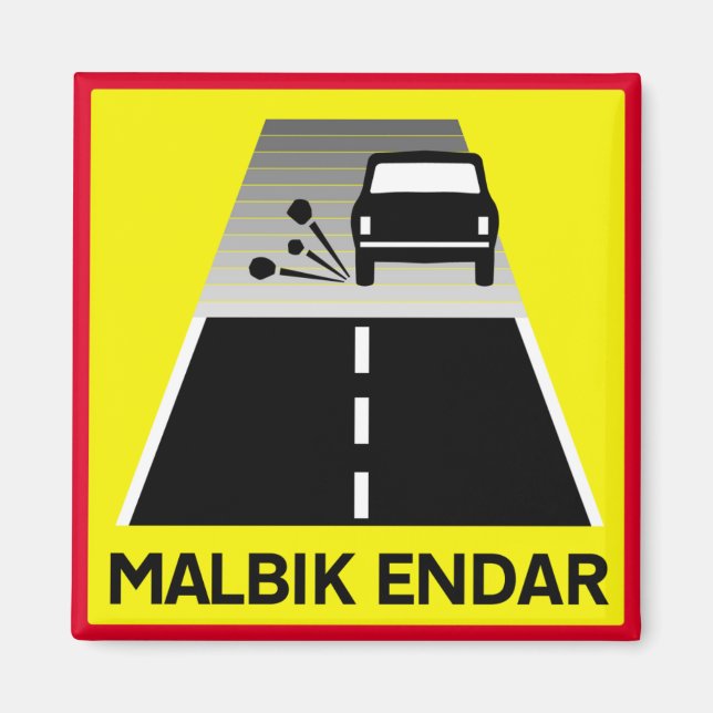End Of Tarred Road, Traffic Sign, Iceland Magnet (Front)