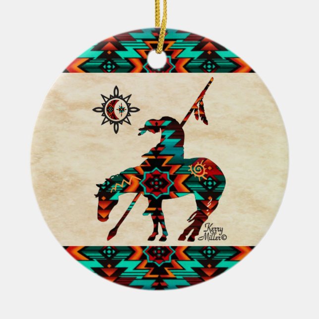 End Of The Trail Ceramic Ornament (Front)