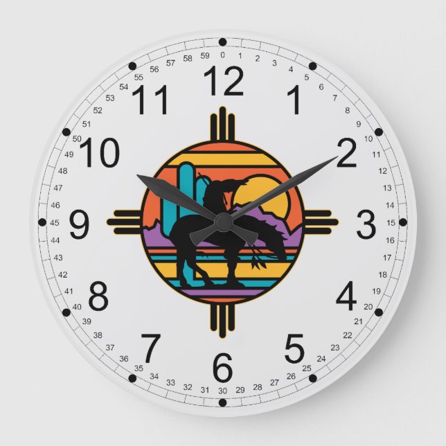 End of the Trail Native American Indian Large Clock (Front)