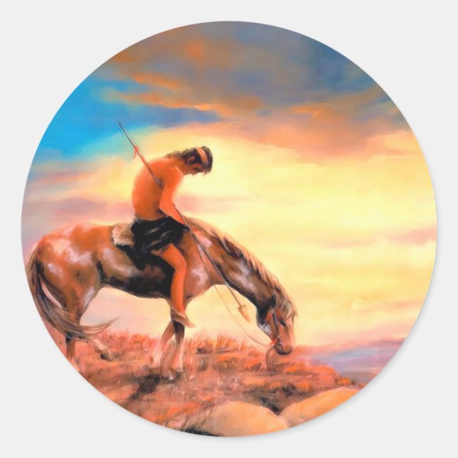 End of the Trail Native American Round Sticker (Front)