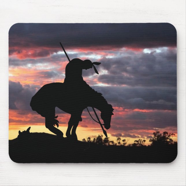 End of the Trail Silhouette With Sunset Mouse Pad (Front)