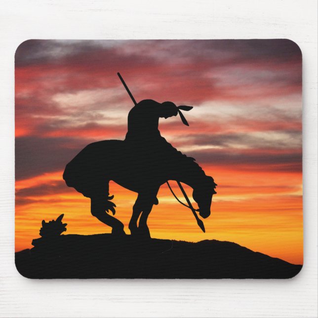 End of the Trail Silhouette With Sunset Mouse Pad (Front)