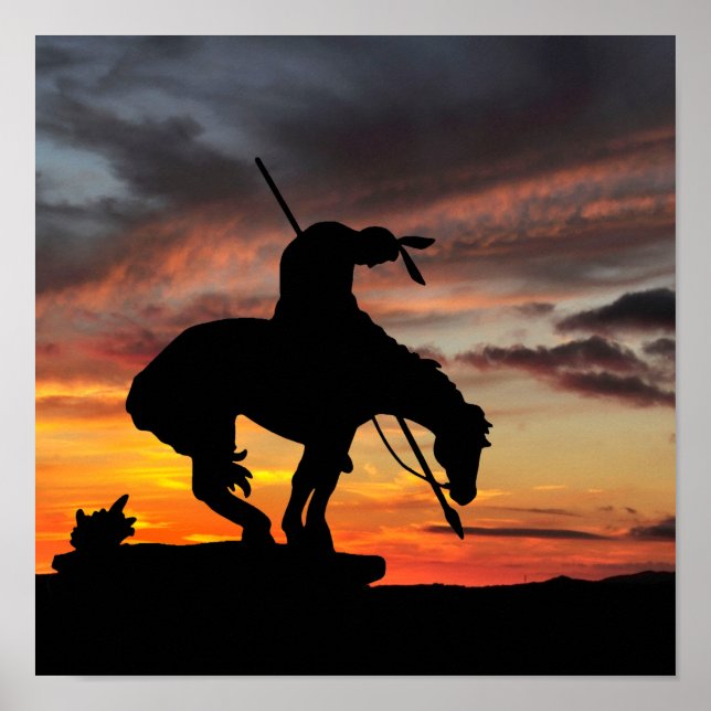 End of the Trail Silhouette With Sunset Poster (Front)