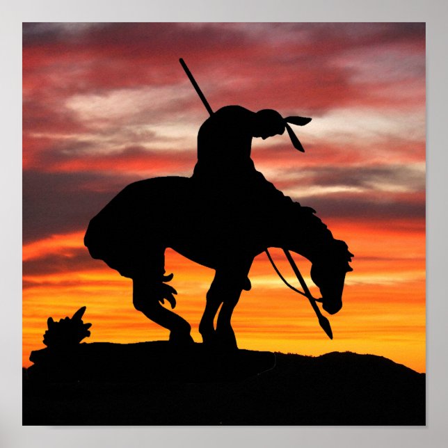 End of the Trail Silhouette With Sunset Poster (Front)