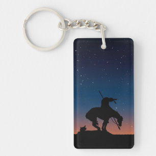 End of the Trail with Sunset and Stars Keychain
