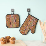 End of Wall, Stoclet Frieze by Gustav Klimt Oven Mitt & Pot Holder Set<br><div class="desc">End of Wall, Stoclet Frieze (1905-1911) by Gustav Klimt is a vintage Art Nouveau painting featuring a mosaic geometric pattern in gold tones. The Stoclet Frieze is a series of Symbolism panels and Gustav Klimt's last great mural work. They were painted in the dining room of the Palais Stoclet in...</div>