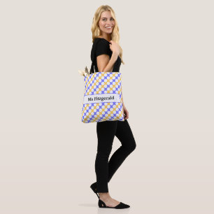 End of Year Teacher Gift Retro Floral Name  Tote Bag