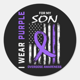 End Overdose Awareness Shirt Son August Purple Fla Classic Round Sticker