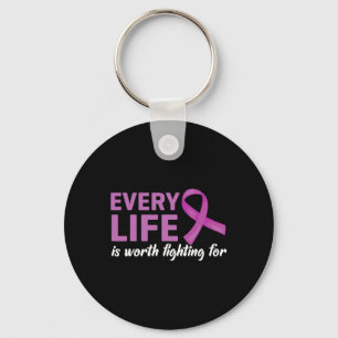 End Overdose Every Life Is Worth Fighting For Purp Keychain