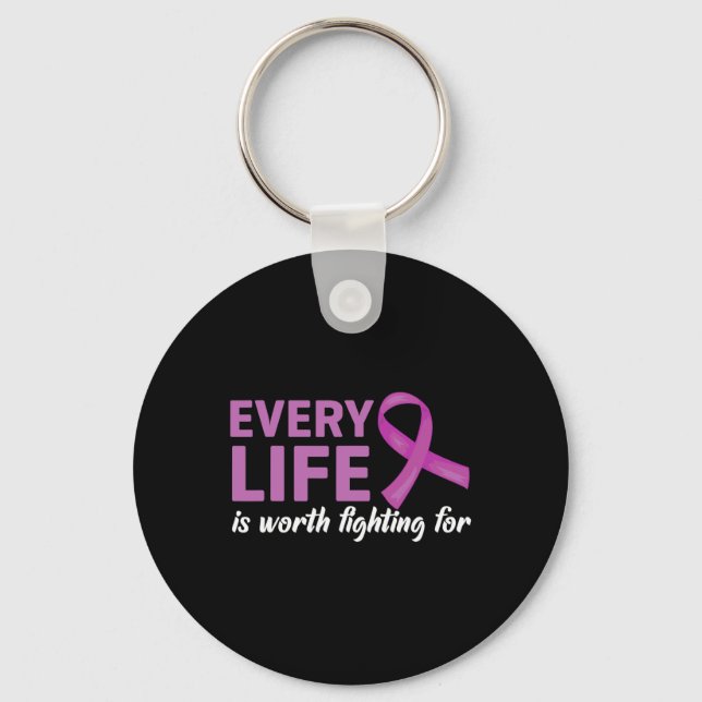 End Overdose Every Life Is Worth Fighting For Purp Keychain (Front)