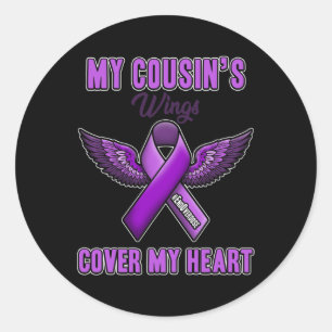 End Overdose My Cousin's Wings Cover My Heart Classic Round Sticker