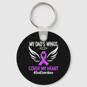 End Overdose My Dad's Wings Cover My Heart Purple Keychain
