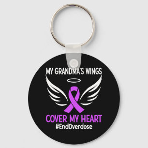End Overdose My Grandma's Wings Cover My Heart Pur Keychain