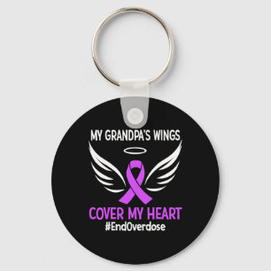 End Overdose My Grandpa's Wings Cover My Heart Pur Keychain
