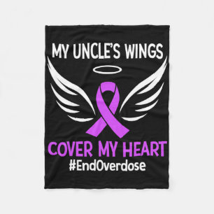 End Overdose My Uncle's Wings Cover My Heart Purpl Fleece Blanket