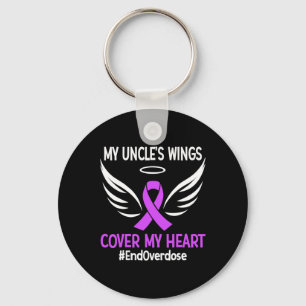 End Overdose My Uncle's Wings Cover My Heart Purpl Keychain