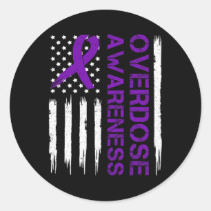 End Overdose Pruple Ribbon Opioid Overdose Awarene Classic Round Sticker