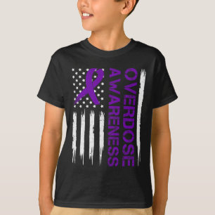End Overdose Pruple Ribbon Opioid Overdose Awarene T-Shirt