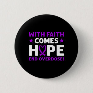 End Overdose! Purple Ribbon. Overdose Awareness 2 Inch Round Button