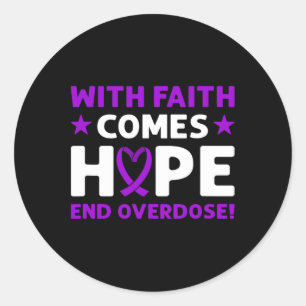 End Overdose! Purple Ribbon. Overdose Awareness Classic Round Sticker