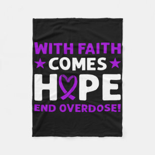 End Overdose! Purple Ribbon. Overdose Awareness Fleece Blanket