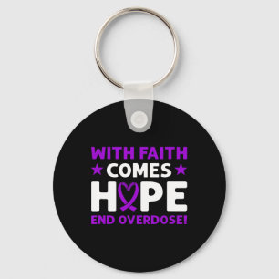 End Overdose! Purple Ribbon. Overdose Awareness  Keychain