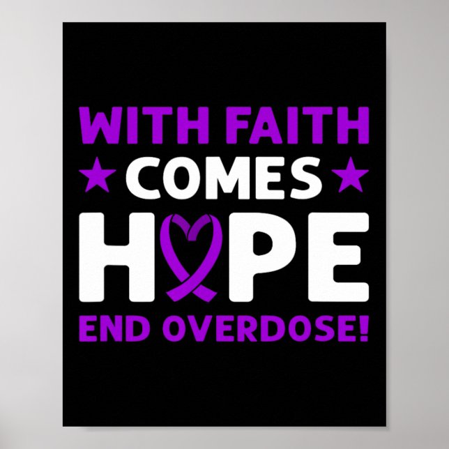 End Overdose! Purple Ribbon. Overdose Awareness  Poster (Front)