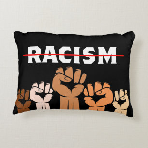 End Racism Multi Shade Fists Accent Pillow
