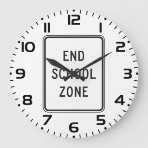 End School Zone Traffic Sign Large Clock