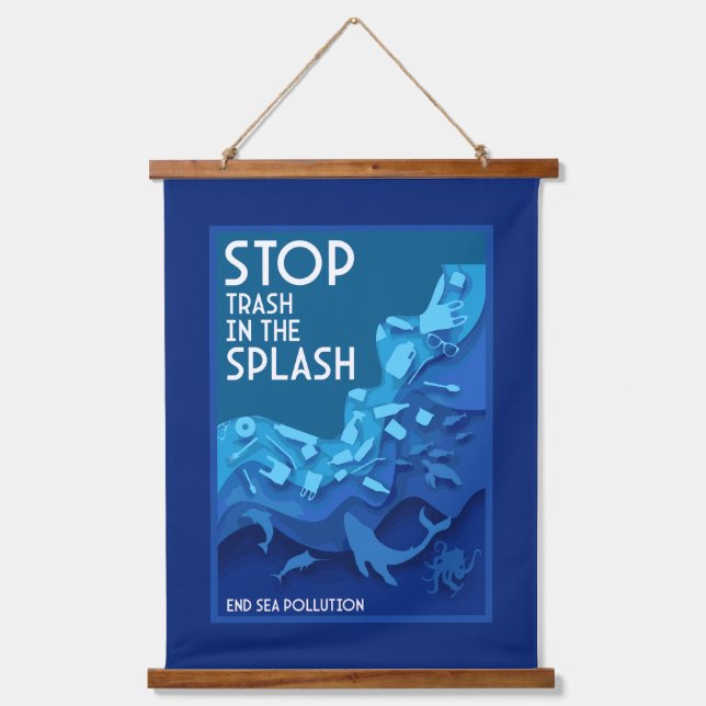 End Sea Pollution Hanging Tapestry (Front)