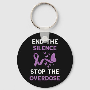 End The Silence Purple Ribbon Overdose Awareness M Keychain