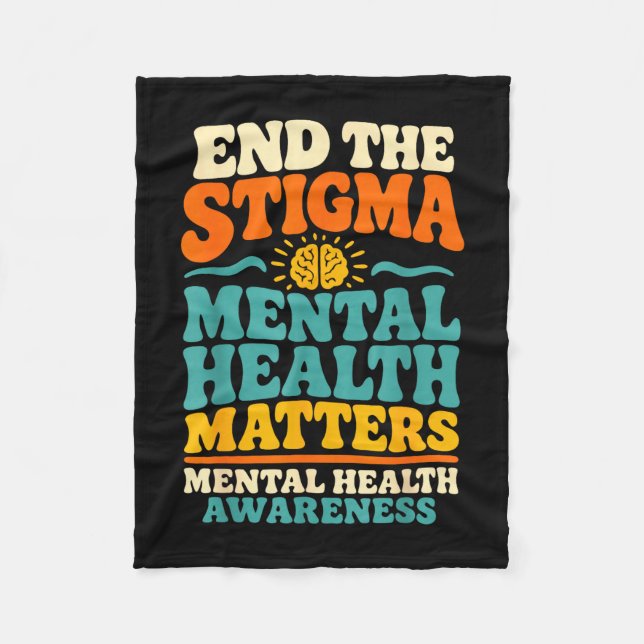 End the stigma mental health  fleece blanket (Front)