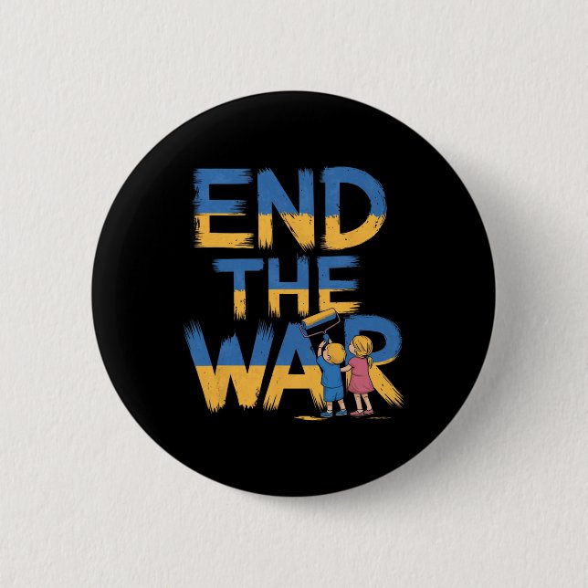End The War Graffiti Children Support Zelensky Ukr 2 Inch Round Button (Front)