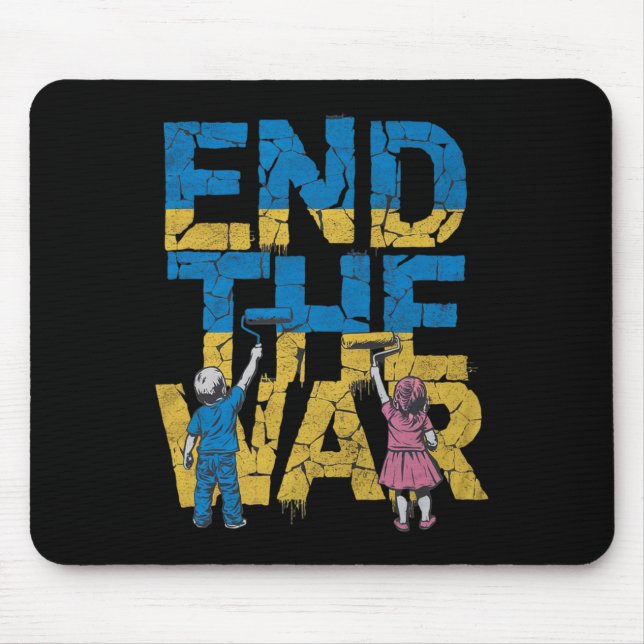 End The War Graffiti Children Support Zelensky Ukr Mouse Pad (Front)