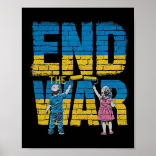End The War Graffiti Children Support Zelensky Ukr Poster