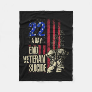 End Veteran Suicide Awareness 22 A Day Patriotic U Fleece Blanket