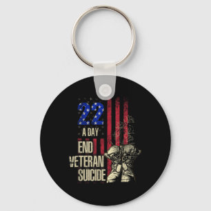End Veteran Suicide Awareness 22 A Day Patriotic U Keychain