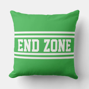 END ZONE Bright Green Sporty White Racing Stripes Throw Pillow