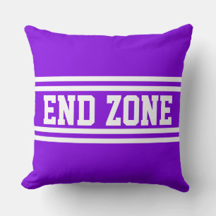 END ZONE Bright Purple Sporty White Racing Stripes Throw Pillow