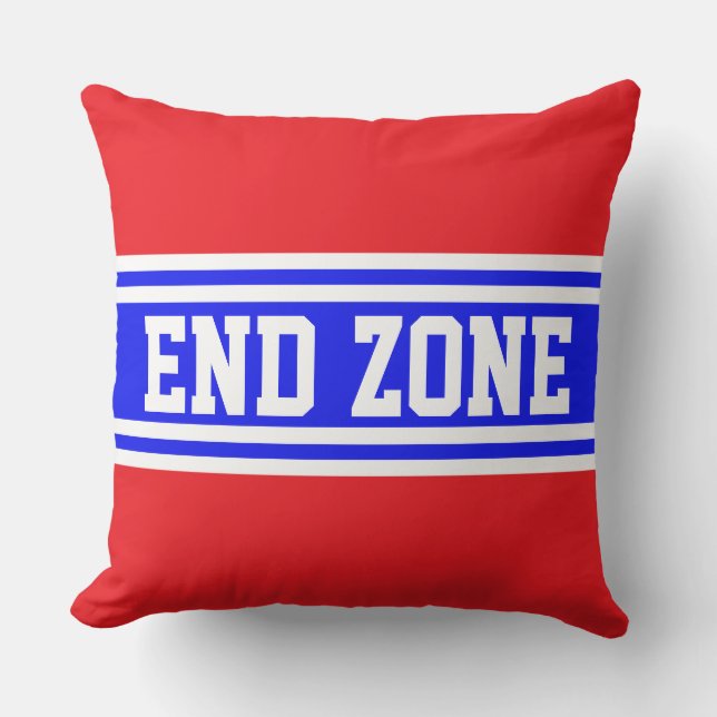 END ZONE Bright Red White Blue Racing Stripes Throw Pillow (Front)