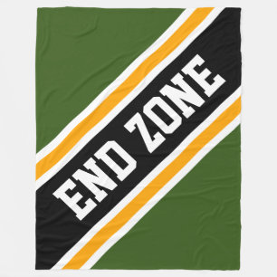 END ZONE Forest Green Yellow Black Racing Stripes Fleece Blanket
