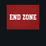 END ZONE Fun Athletic Football Text On Deep Red Canvas Print<br><div class="desc">This sporty football design features white athletic END ZONE text against deep red background.  The colors and text in this design can be personalized.</div>