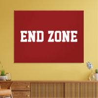 END ZONE Fun Athletic Football Text On Deep Red