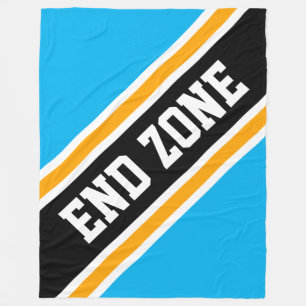 END ZONE Fun Bright Sky Blue Yellow Black Stripes Fleece Blanket